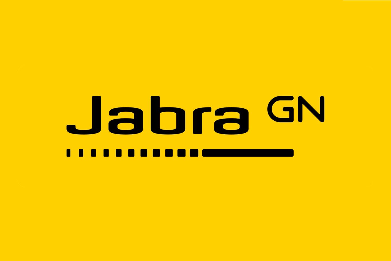 Logo of Jabra GN in black on a bright yellow background.