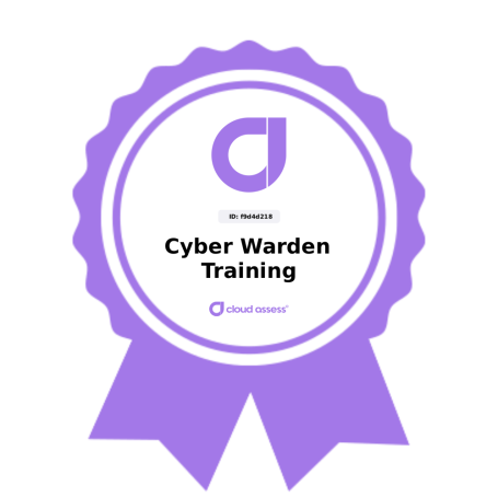 Purple ribbon badge for Cyber Warden Training certification.