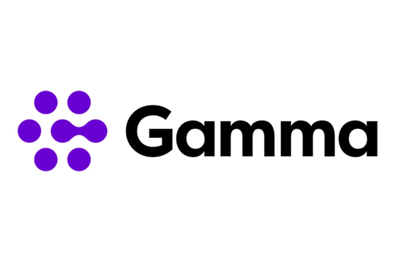 Gamma logo featuring the word "Gamma" in black with purple circle elements.