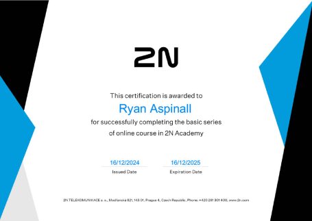 Certificate awarded to Ryan Aspinall for completing a course in accessibility.
